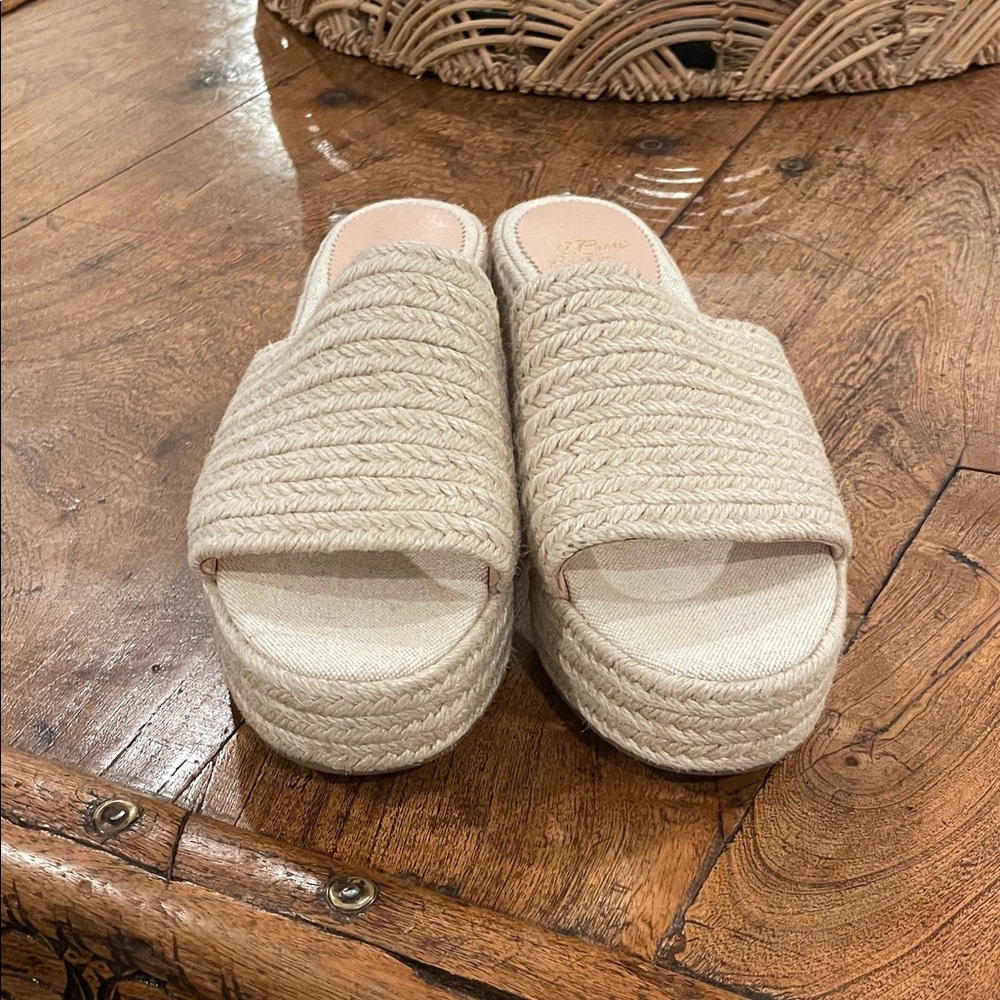 J. Crew Braided Platform Slide Sandals - Cream
